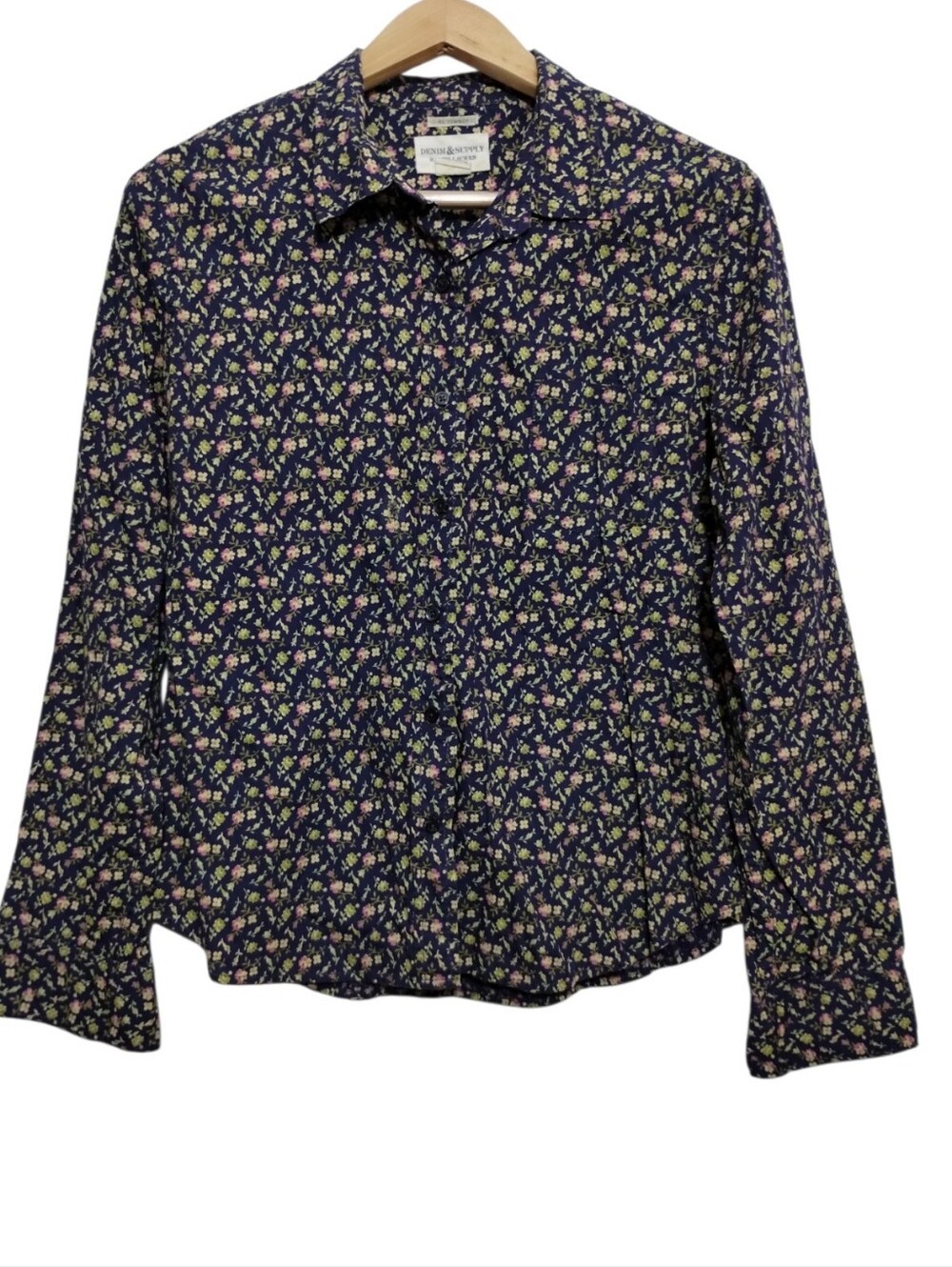 Denim & Supply Ralph Lauren Floral RL Tomboy Button Front Shirt Women's XL Retro